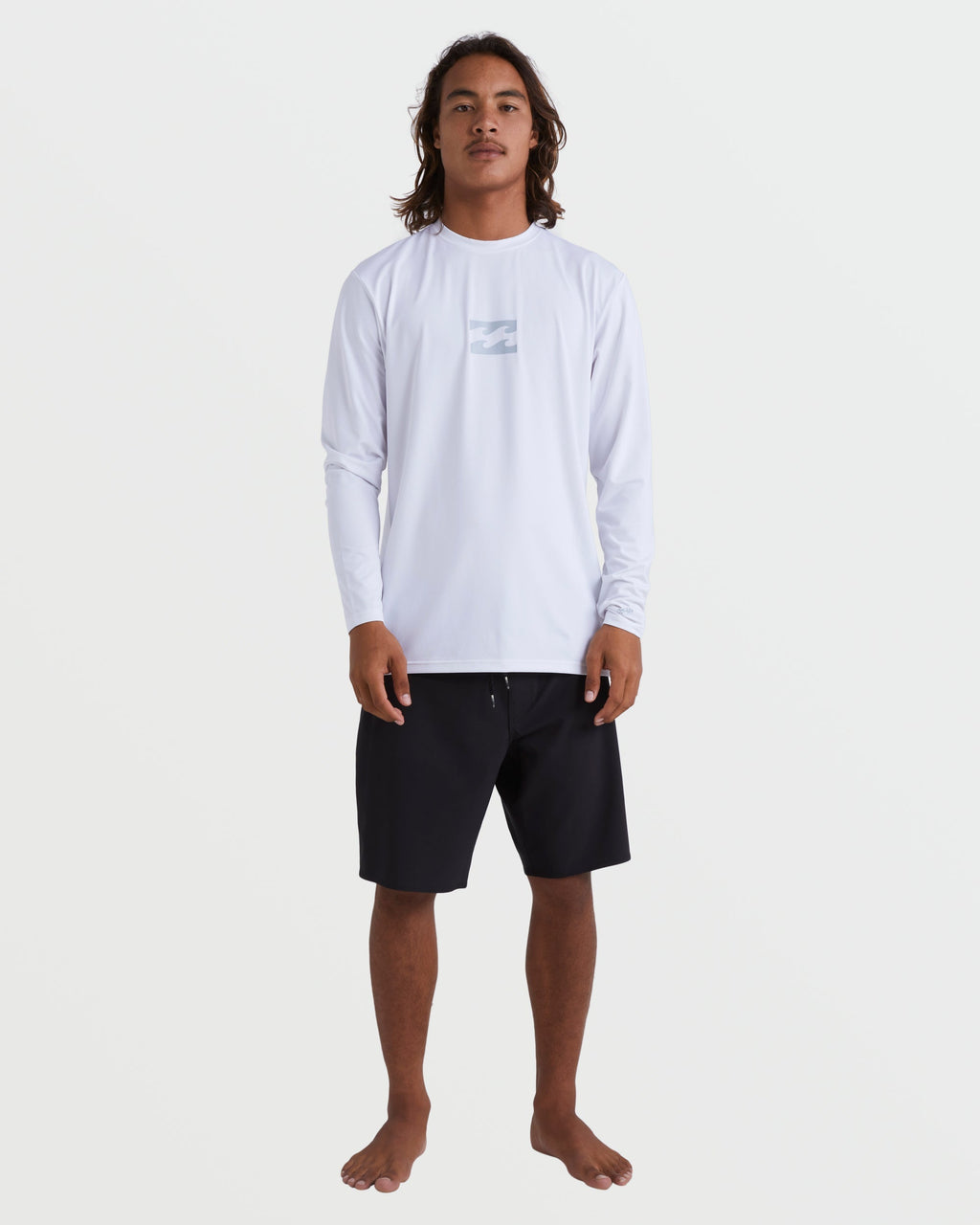 All Day Wave Loose Fit Long Sleeve Surf Tee - White