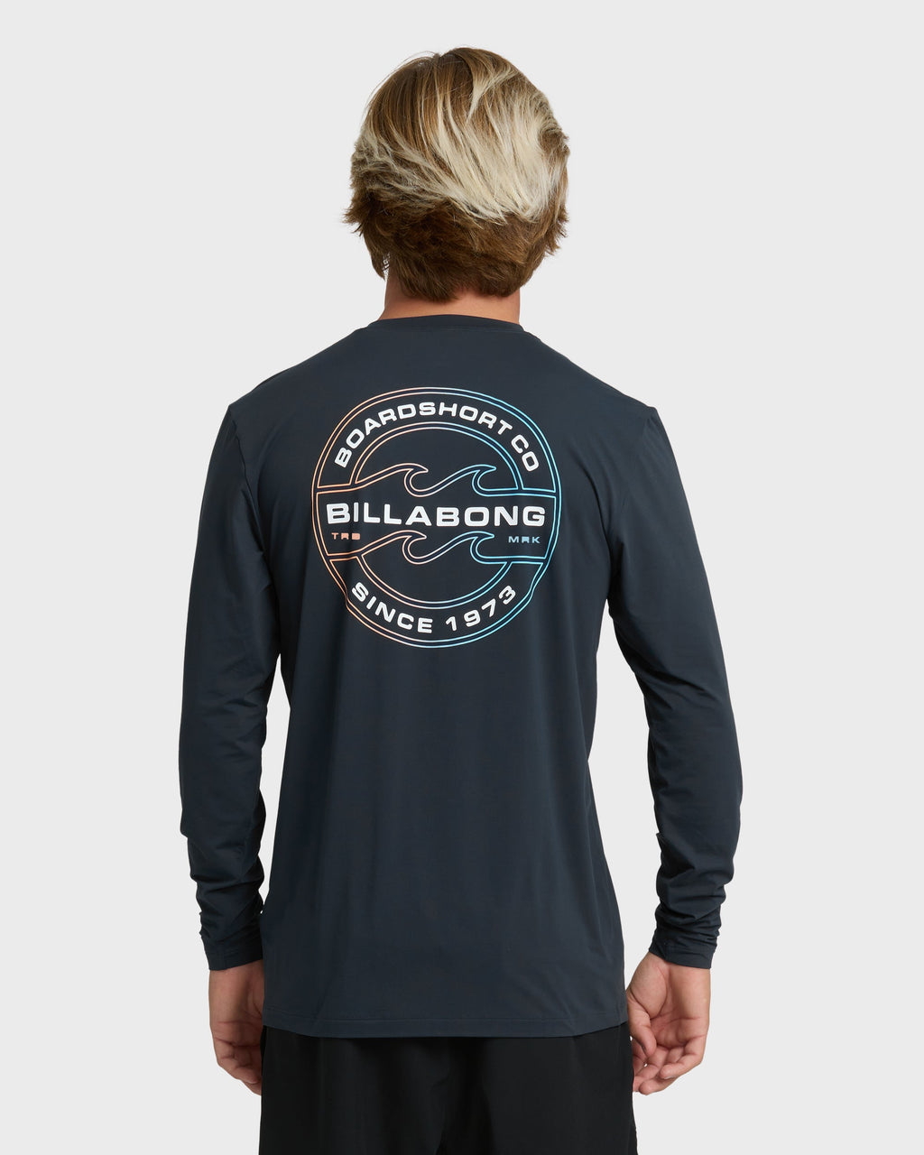 Hollow Loose Fit Long Sleeve Surf Tee - Navy