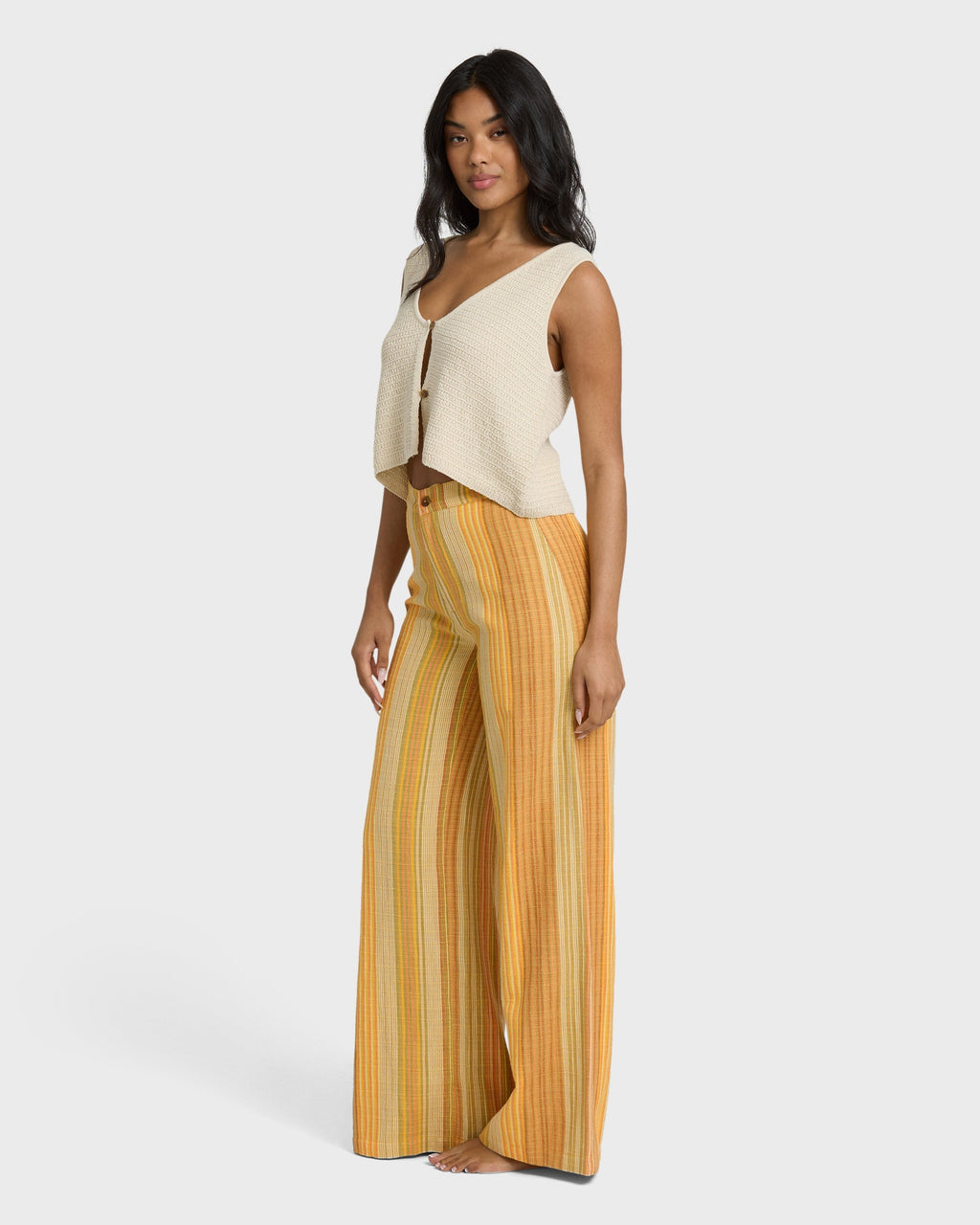 Hazy Daze Elastic Waist Pants - Brown Multi