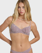 Mini Wave Check Char Underwire Bikini Top - Red Dahlia