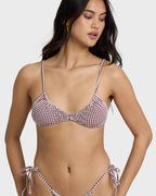 Mini Wave Check Teagan Bralette Bikini Top - Red Dahlia