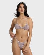 Mini Wave Check Teagan Bralette Bikini Top - Red Dahlia