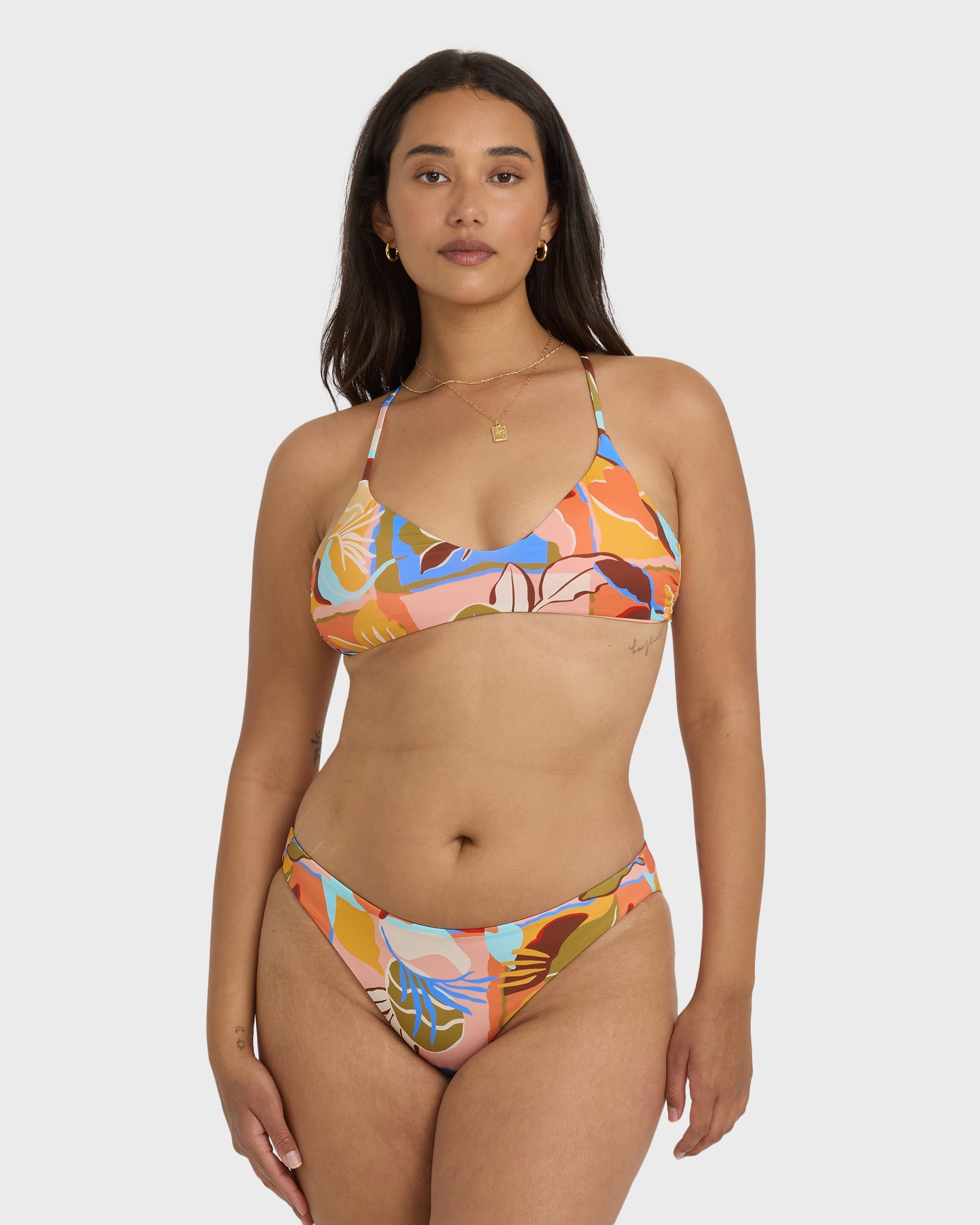 Lei Daze V Bralette X Back Bikini Top - Multi