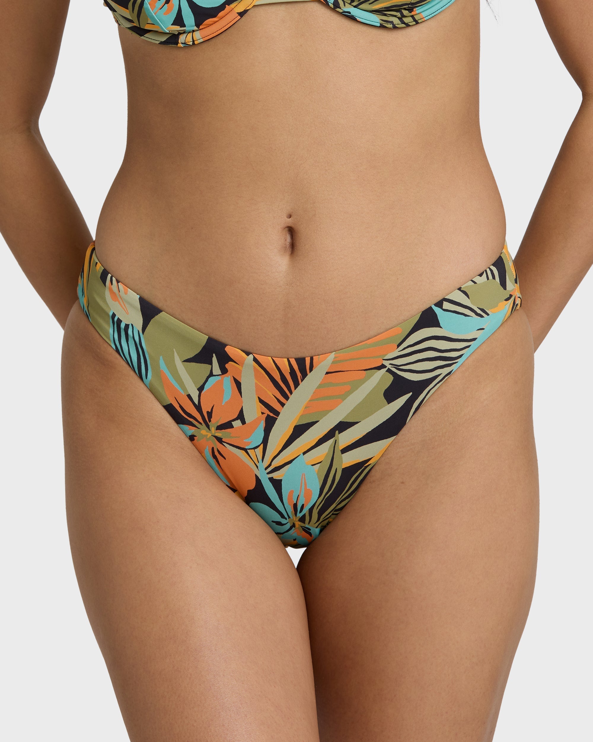 Des Tropiques Lowrider Full Bikini Bottom - Black Multi