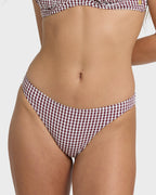 Mini Wave Check Tropic Medium Bikini Bottom - Red Dahlia