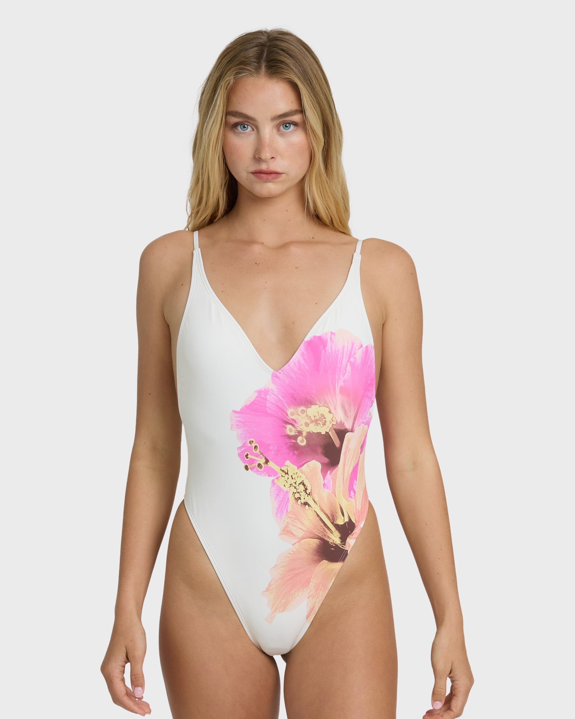 Sunny Shore Deep V One-piece Swimsuit - Salt Crystal