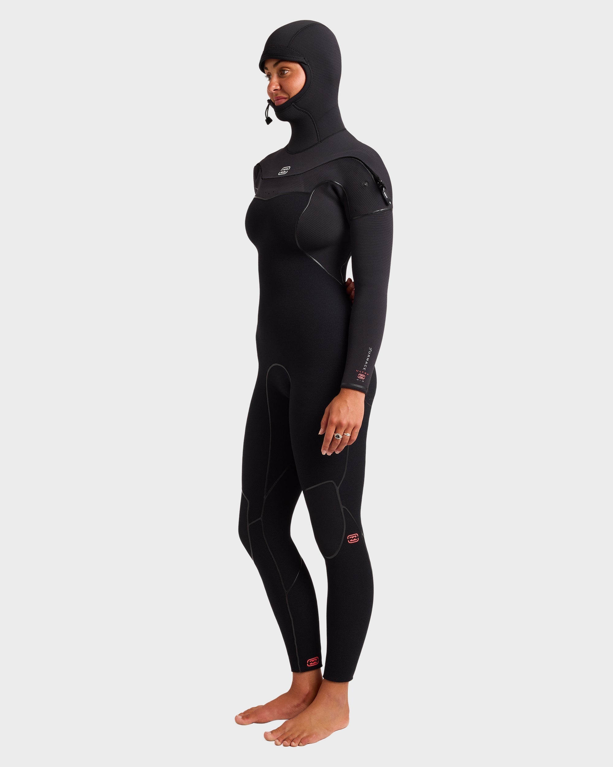 4/3mm Furnace Ultra GBS Hooded Chest Zip Full Wetsuit - Black