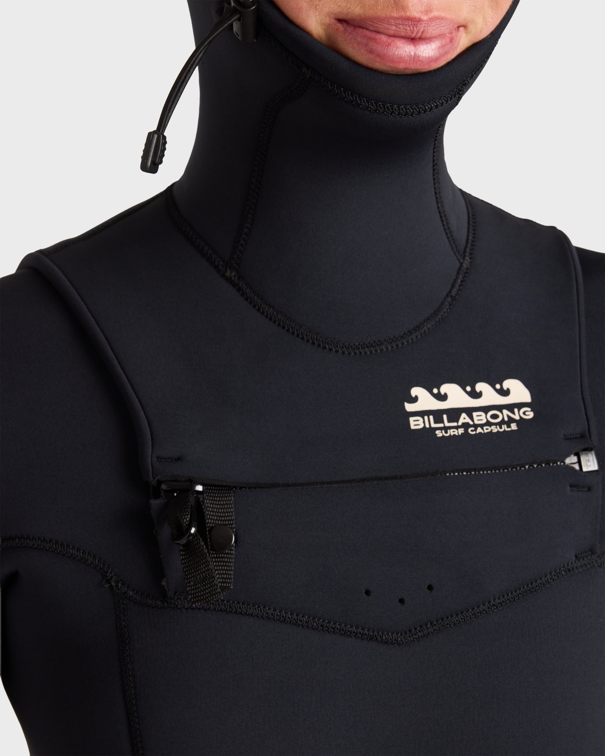 5/4mm Salty Dayz Chest Zip Hooded Full Wetsuit - Black
