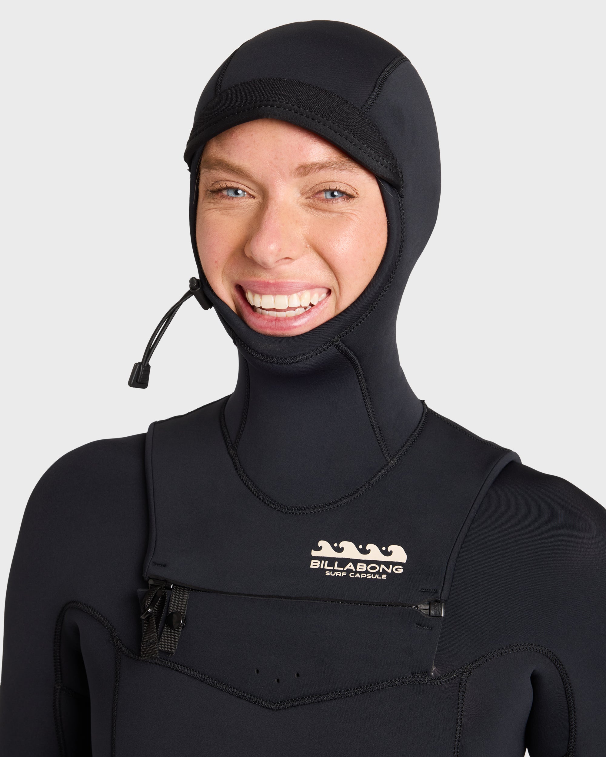 5/4mm Salty Dayz Chest Zip Hooded Full Wetsuit - Black