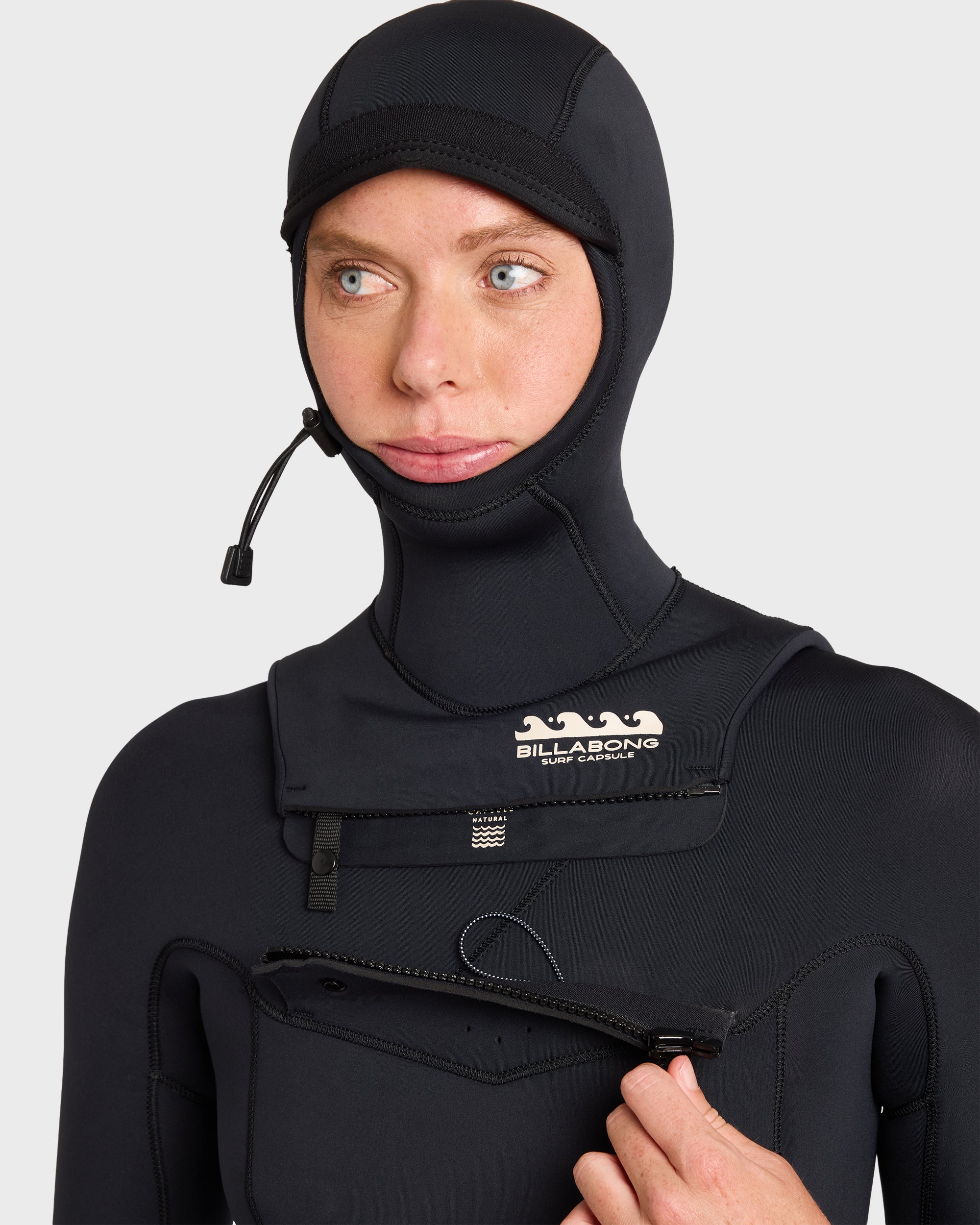 5/4mm Salty Dayz Chest Zip Hooded Full Wetsuit - Black
