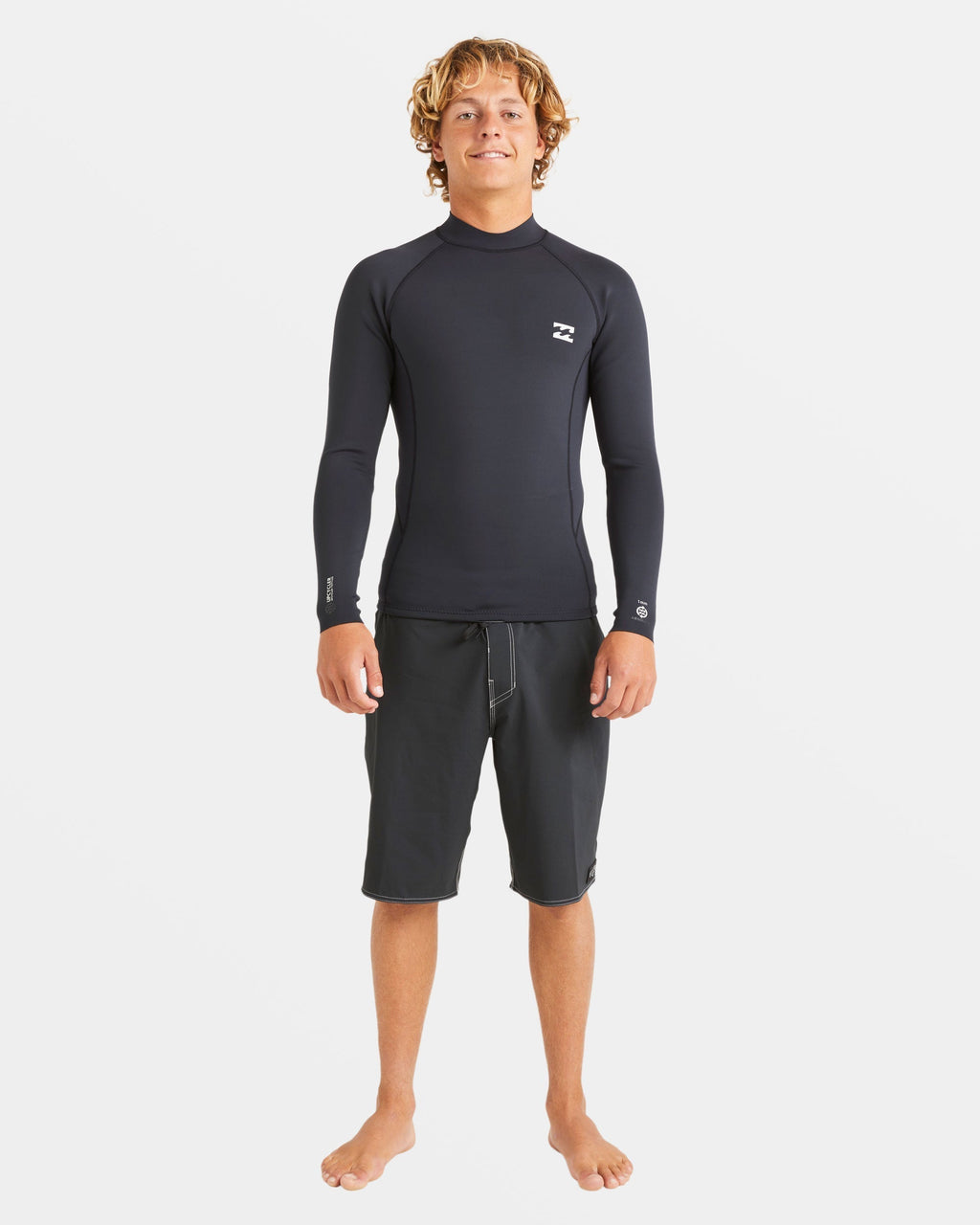 1/1mm Absolute Natural Upcycler Flatlock Back Zip Wetsuit Jacket - Black
