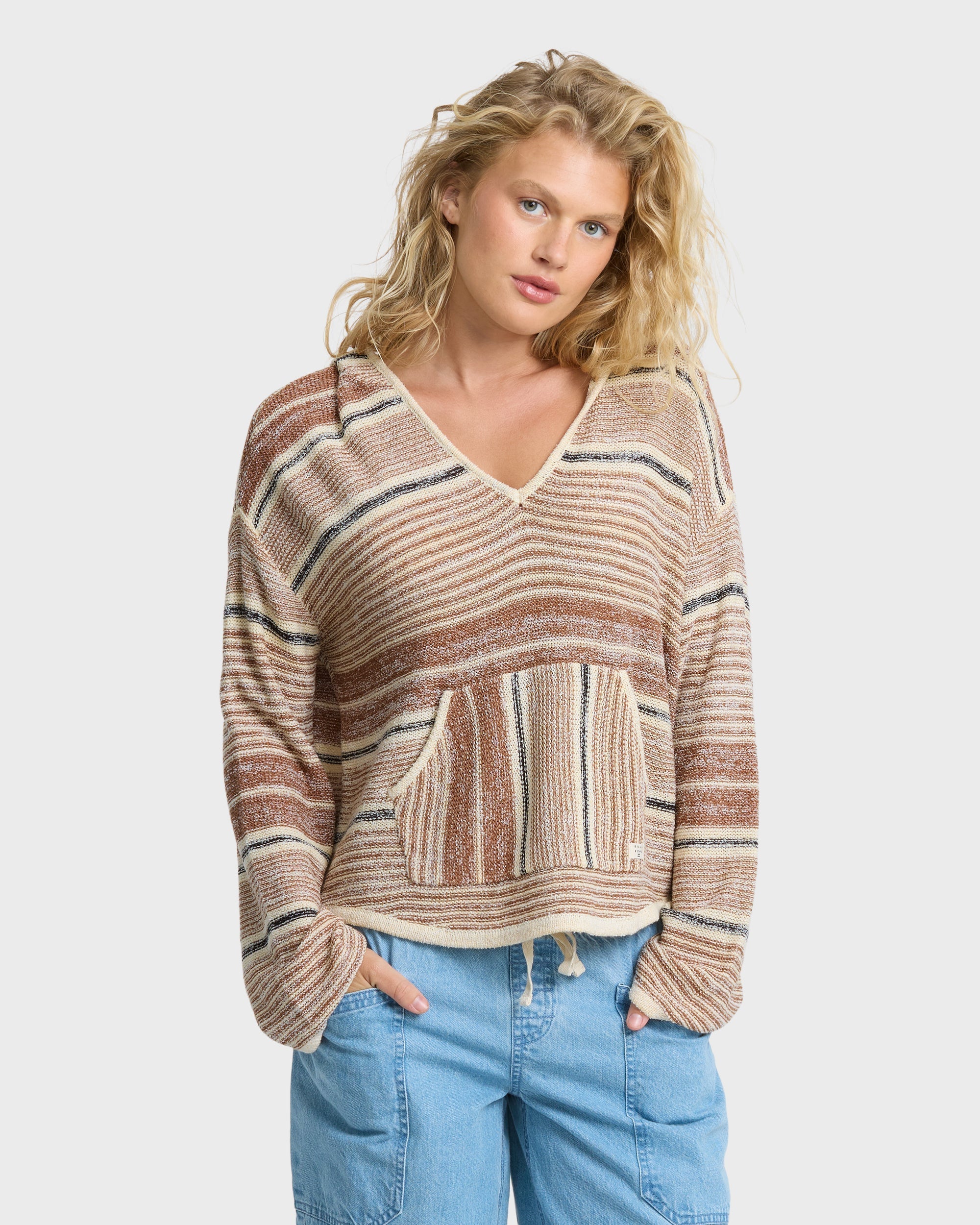 Baja Beach Hooded Sweater - White / Brown