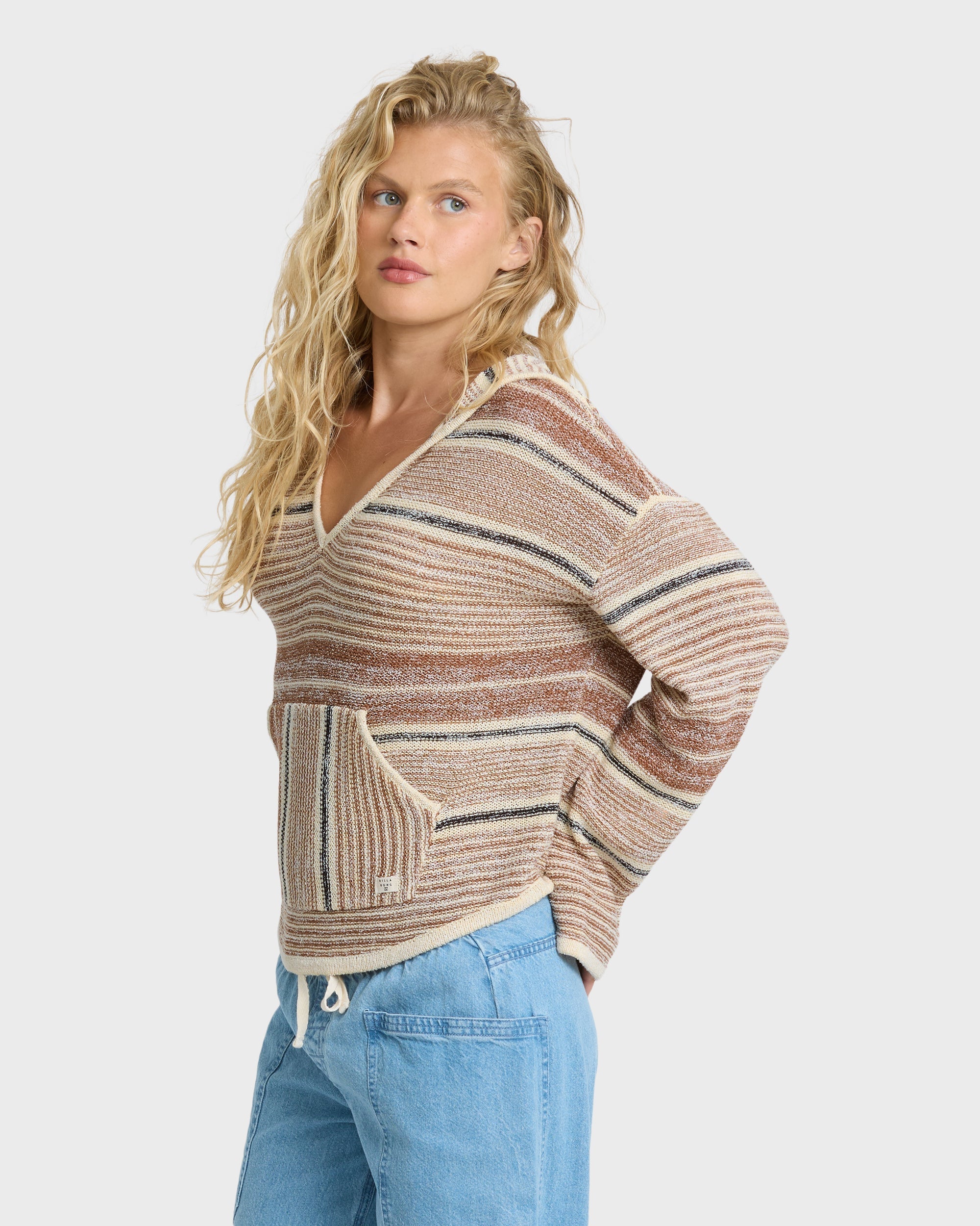 Baja Beach Hooded Sweater - White / Brown