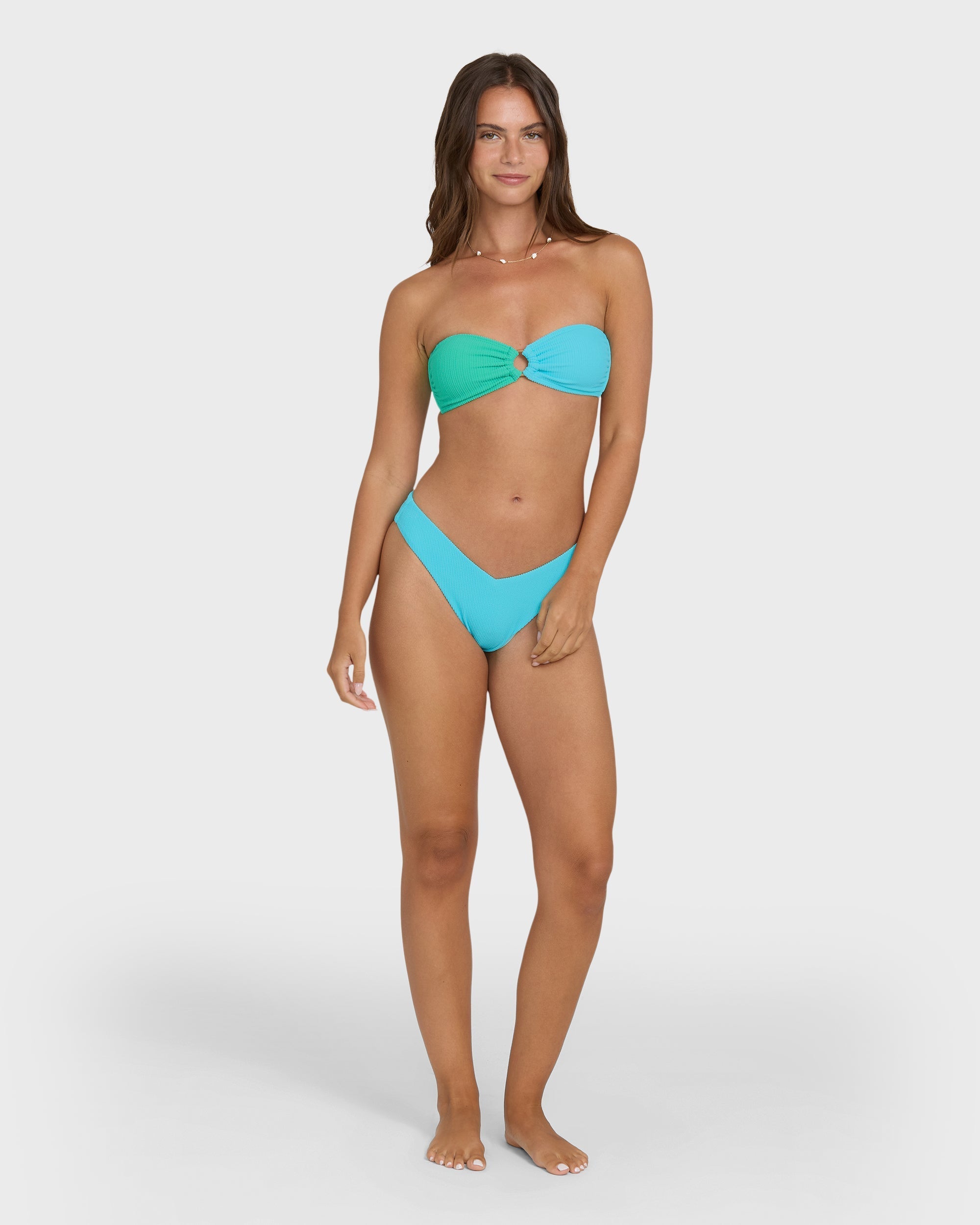 Sunrays Color Block Rio Bandeau Bikini Top - Ocean Spray