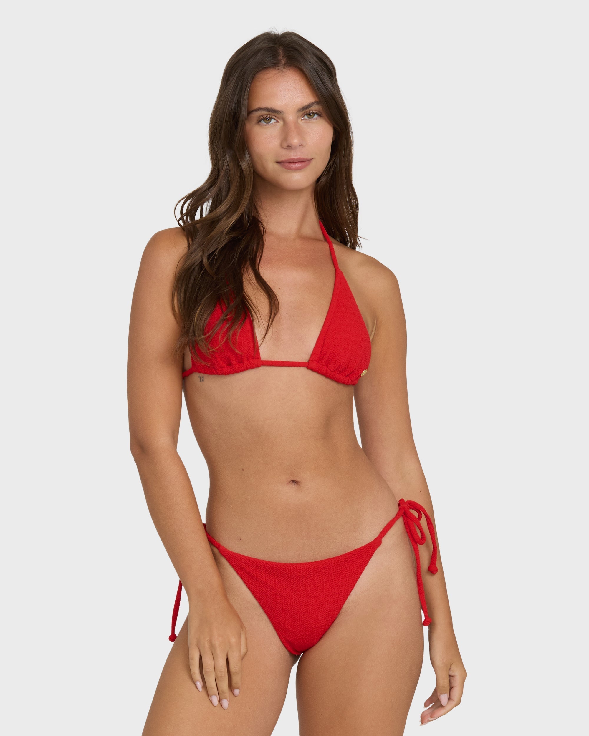 Rising Tide Tie-Side Tanga Bikini Bottoms - Fiesta Red