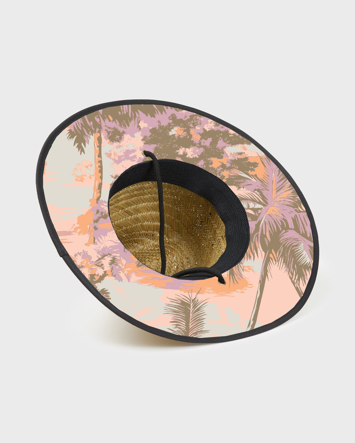 Tides Print Straw Lifeguard Hat - Peach