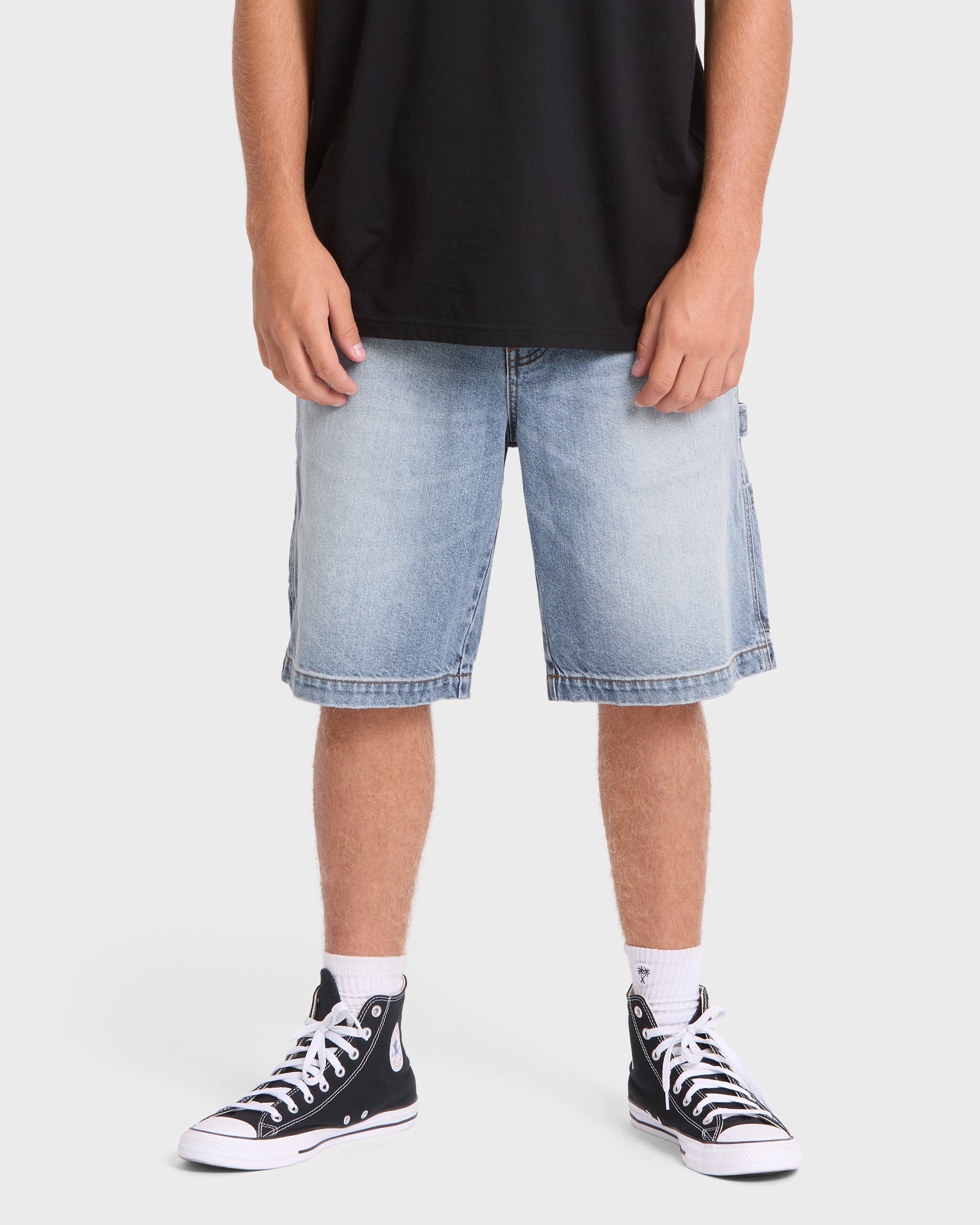 Bad Dog Workwear Denim Shorts - Bleached Blue Wash