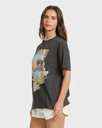 Dreamy Memories Short Sleeve Cotton T-Shirt - Off Black