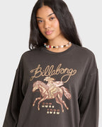 Familiar Roads Long Sleeve Knit Graphic T-Shirt - Off Black