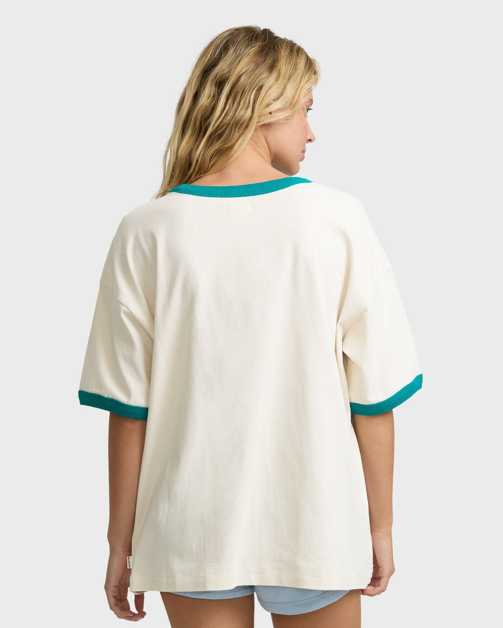 Go West Ringer Short Sleeve Knit T-Shirt - White Cap