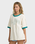 Go West Ringer Short Sleeve Knit T-Shirt - White Cap