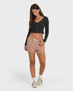 Paxton Long Sleeve Cotton Knit Top - Black Sands
