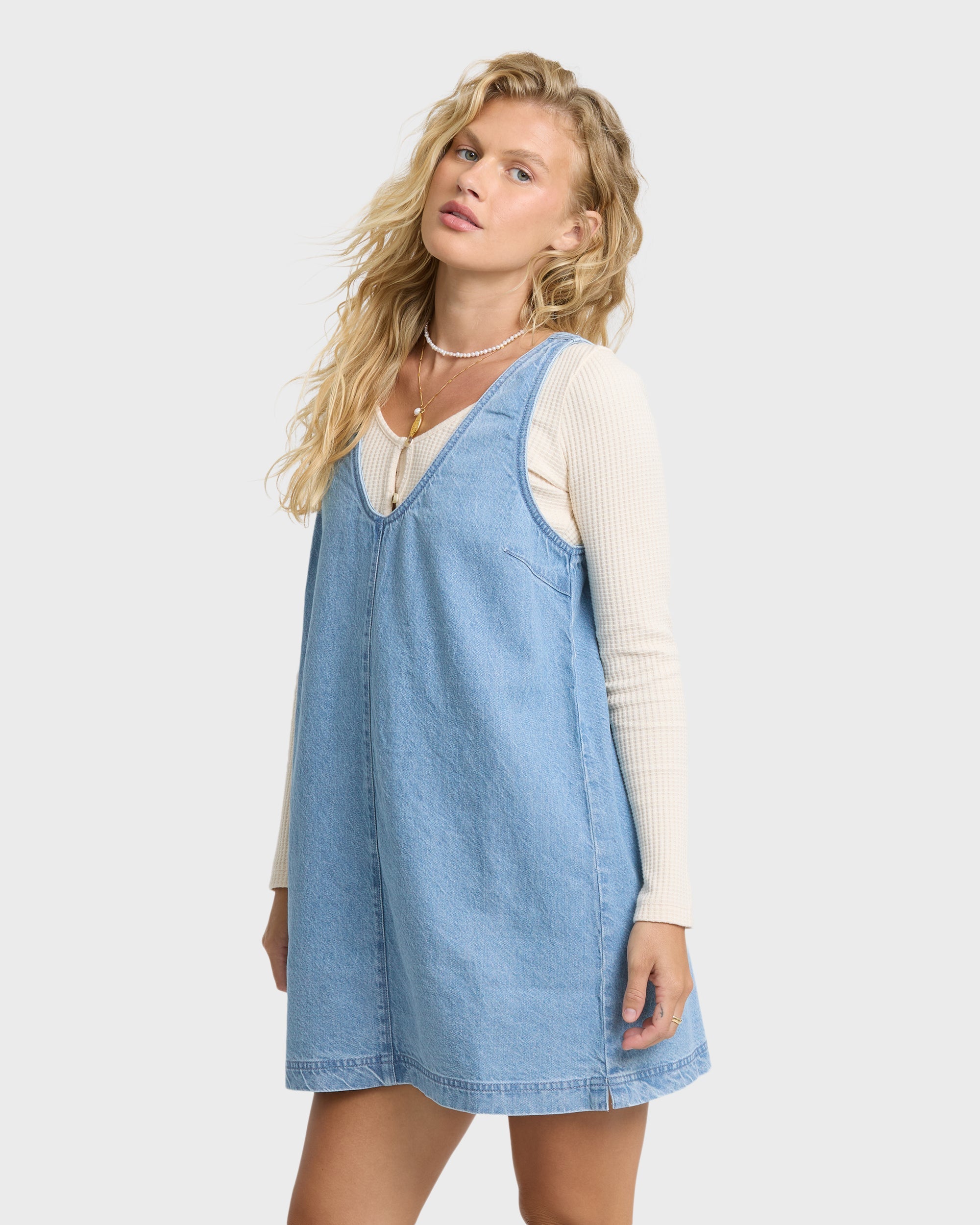 Lyla Saltwashed Mini Dress - Sea Blue