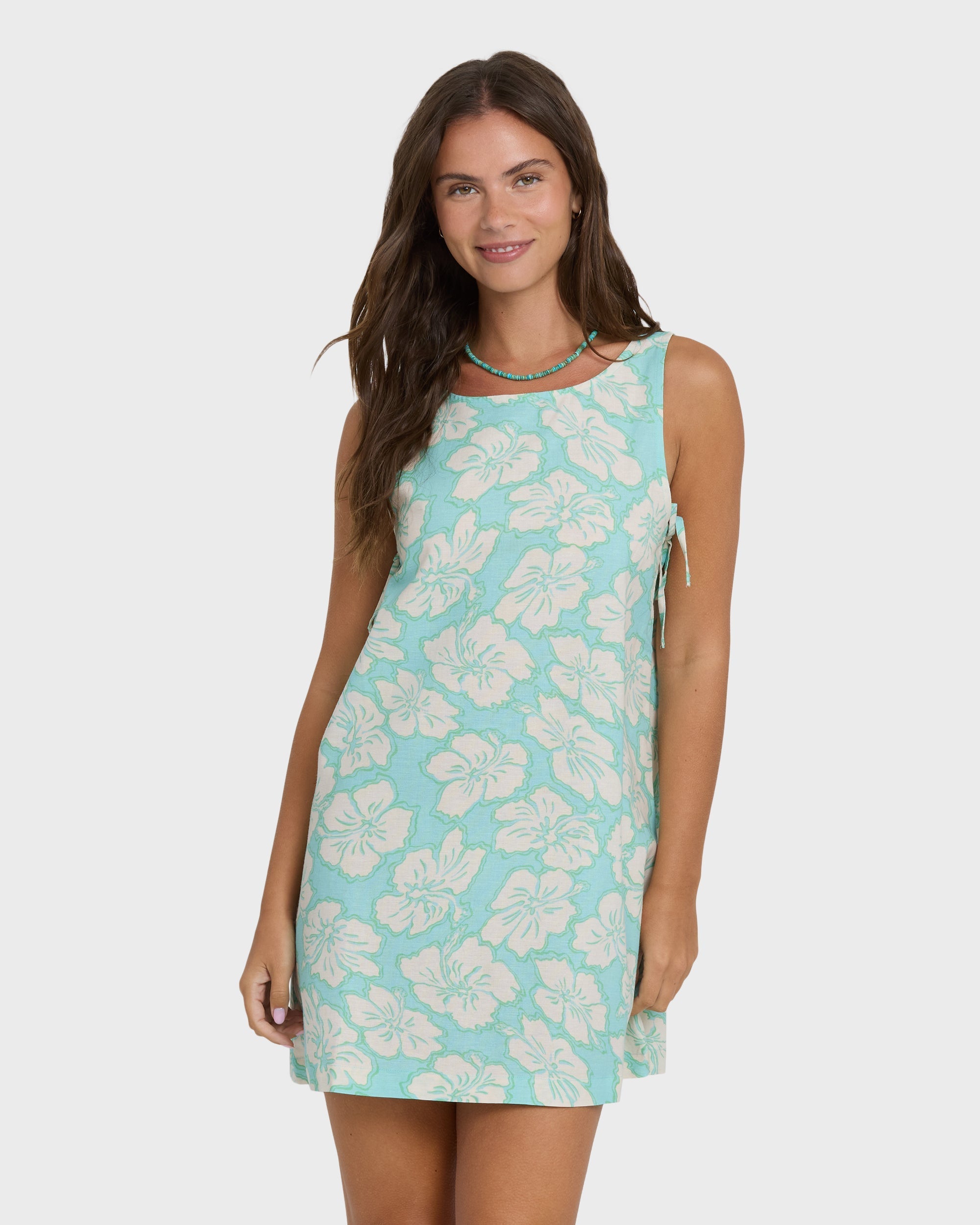 Hibiscus Heaven Mini Dress - Waterfall