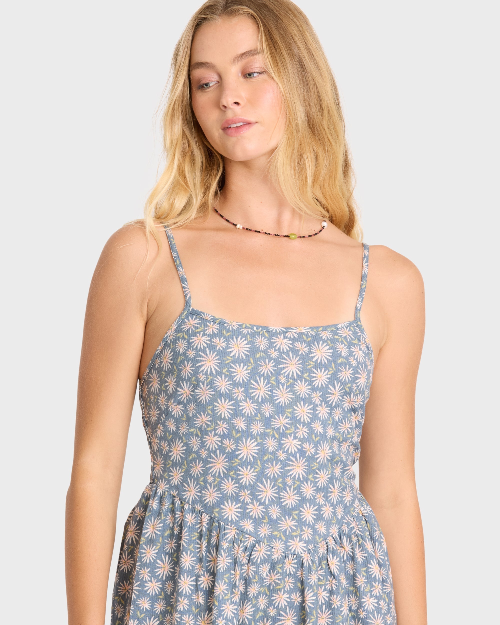 Lil Florals Mini Dress - Blue Smoke
