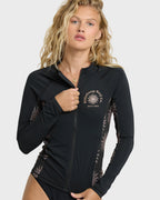 Sol Searcher 50 UPF Long Sleeve Zip Front Rashguard - Black Pebble