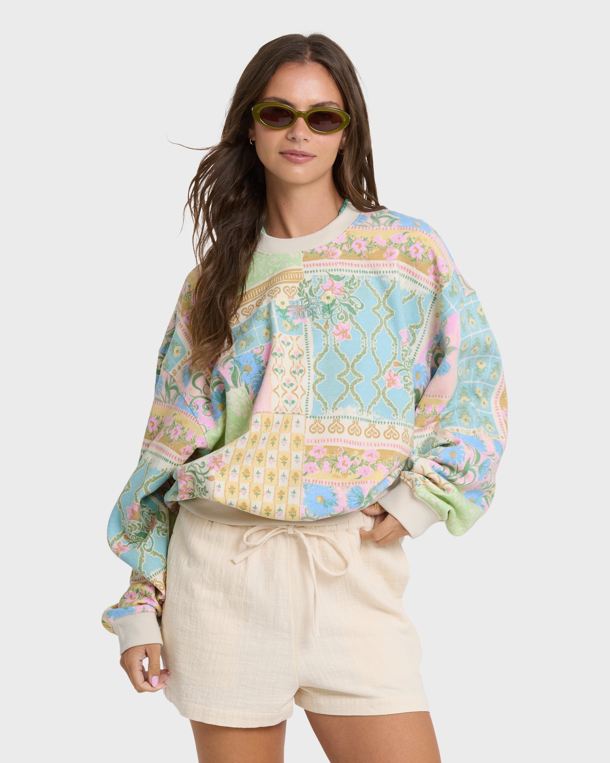 Love Crush Kendal Crewneck Sweatshirt - White Multi