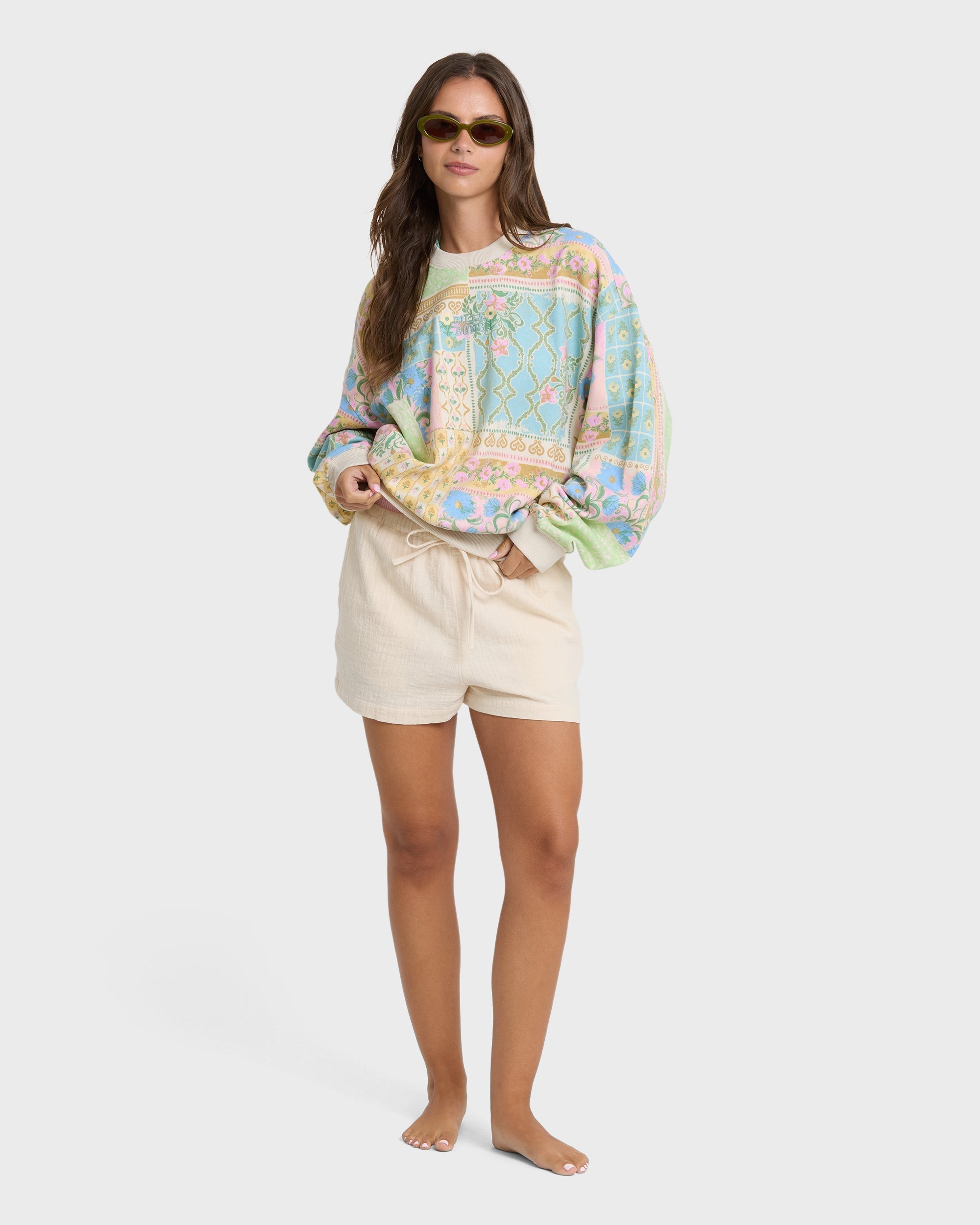 Love Crush Kendal Crewneck Sweatshirt - White Multi