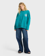 Pinky Keen Palm Crewneck Sweatshirt - Deep Lagoon