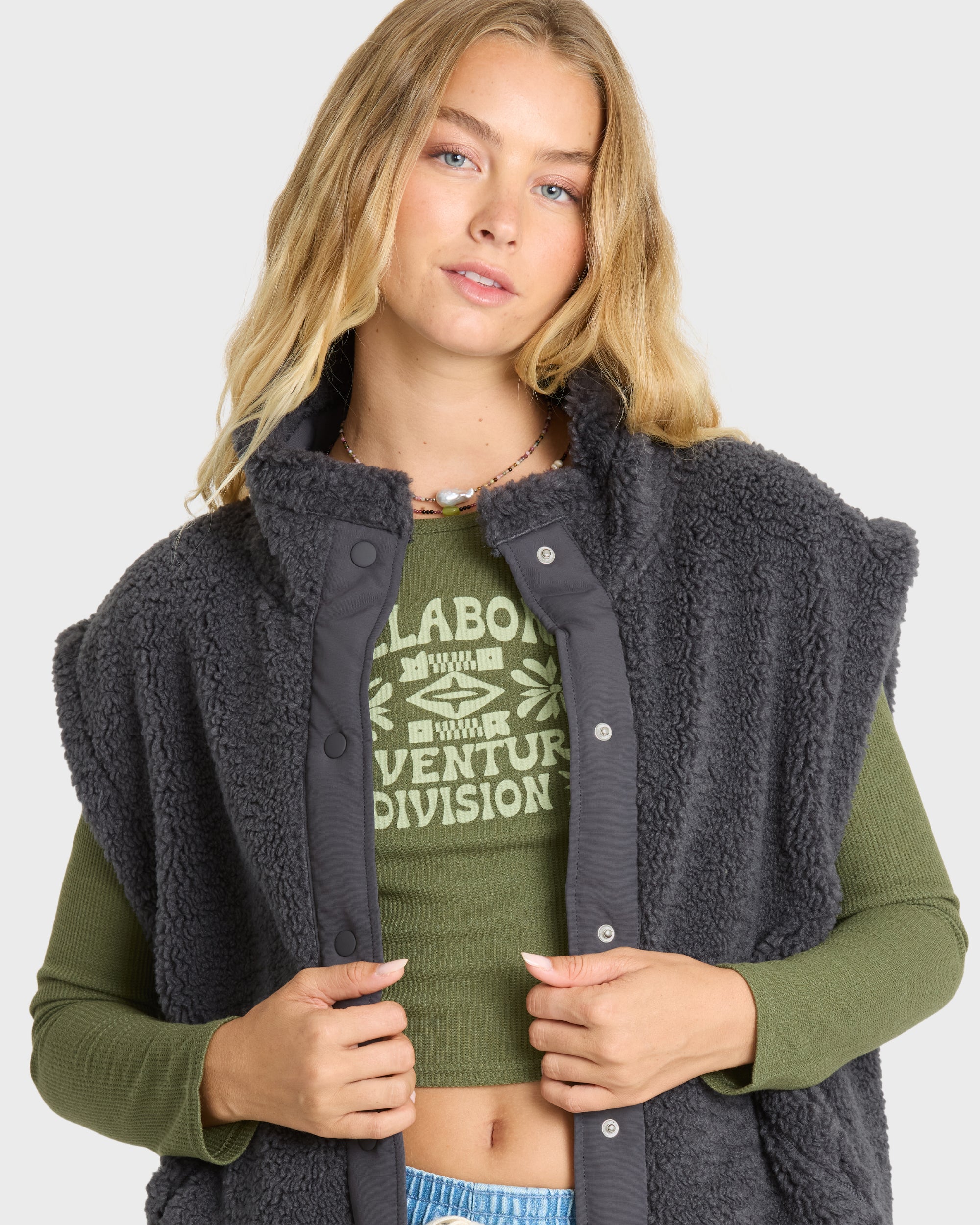 Waver Fleece Vest - Black Sands