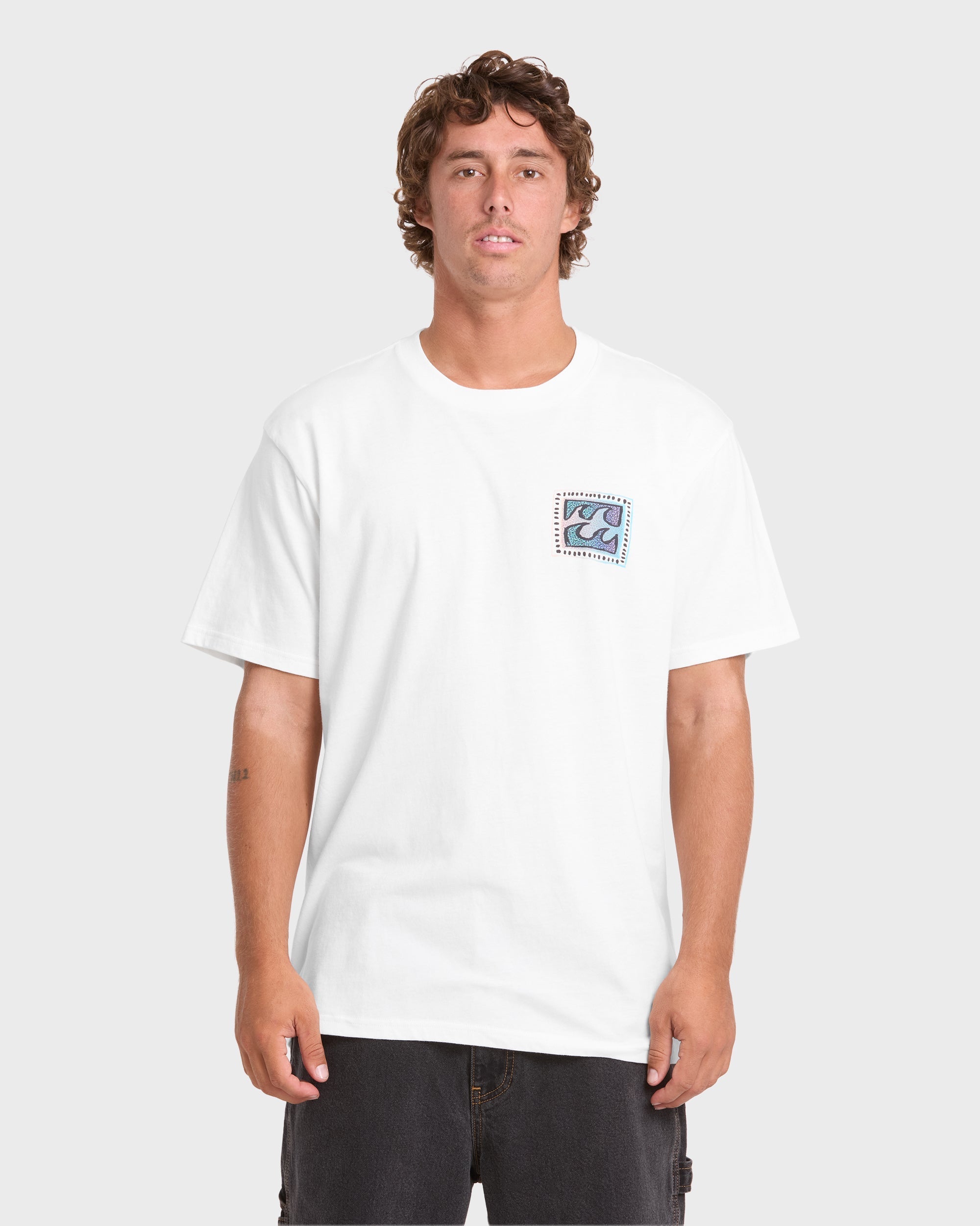 Crayon Wave Premium Short Sleeve Knit T-Shirt - Off White