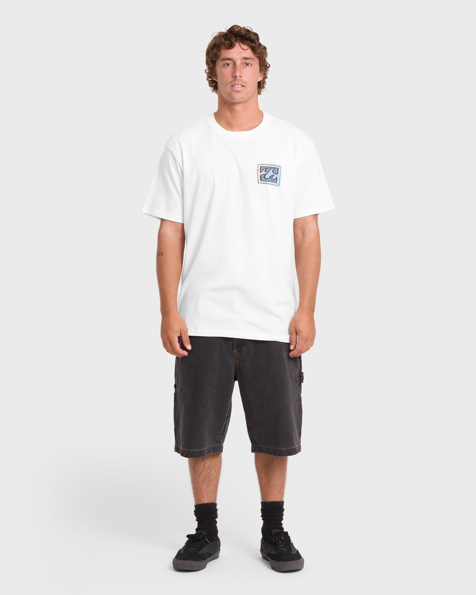 Crayon Wave Premium Short Sleeve Knit T-Shirt - Off White