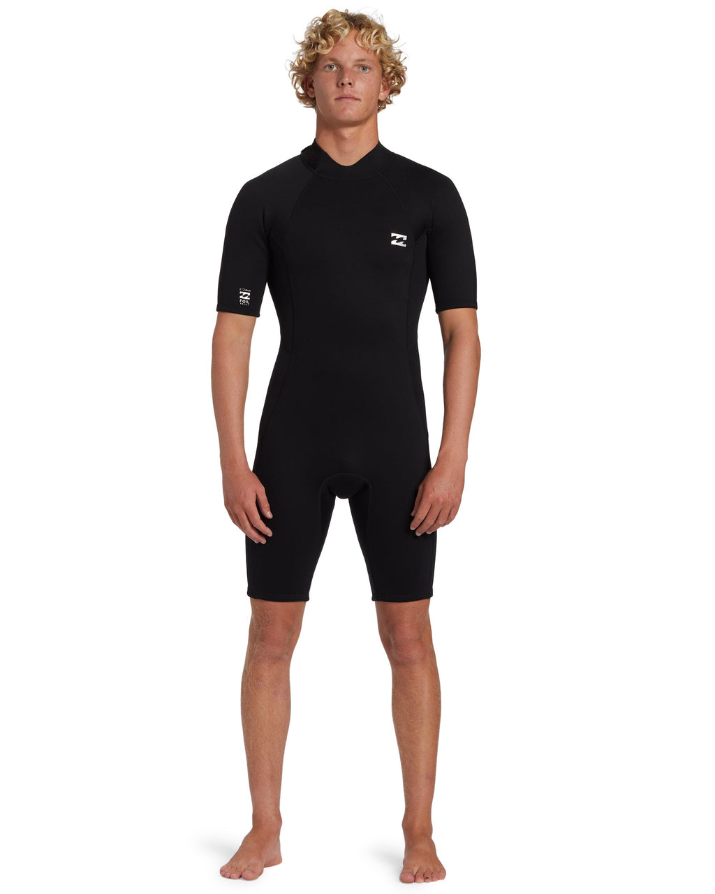 2mm Foil Flatlock Back Zip Short Sleeve Springsuit - Black